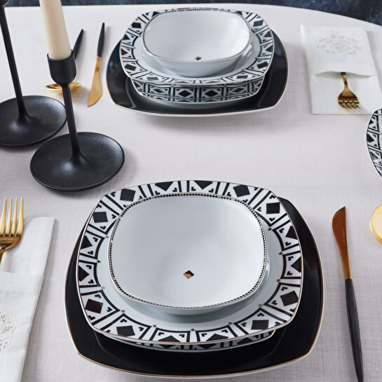 Karaca Monochrome 24 Parça 6 Kişilik Porselen Yemek Takımı