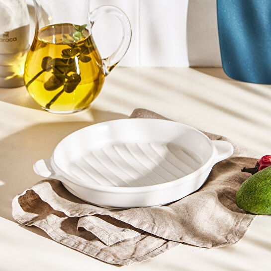 Karaca Malia Yuvarlak Beyaz Fırın Kabı 17 cm