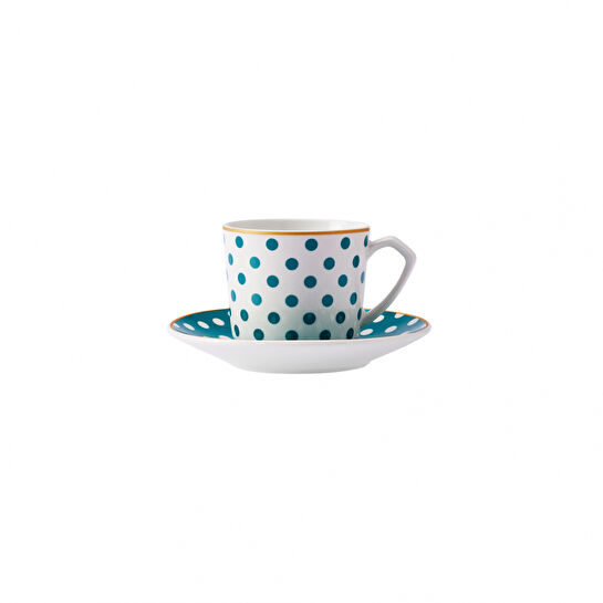 Karaca Polka 6 Kişilik Porselen Kahve Fincanı Takımı 80 ml