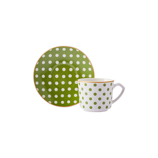 Karaca Polka 6 Kişilik Porselen Kahve Fincanı Takımı 80 ml