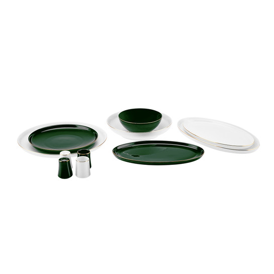 Karaca Elara Green White 57 Parça 12 Kişilik New Bone Yemek Takımı