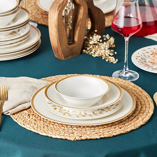 Karaca Roseanne Porselen 24 Parça 6 Kişilik Yemek Takımı Gold