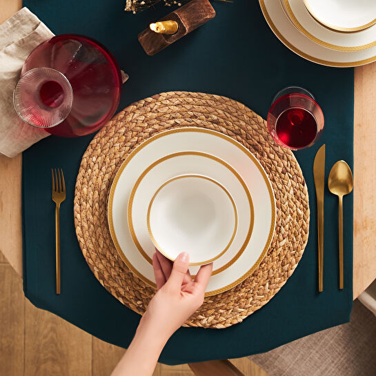 Karaca Roseanne Porselen 24 Parça 6 Kişilik Yemek Takımı Gold