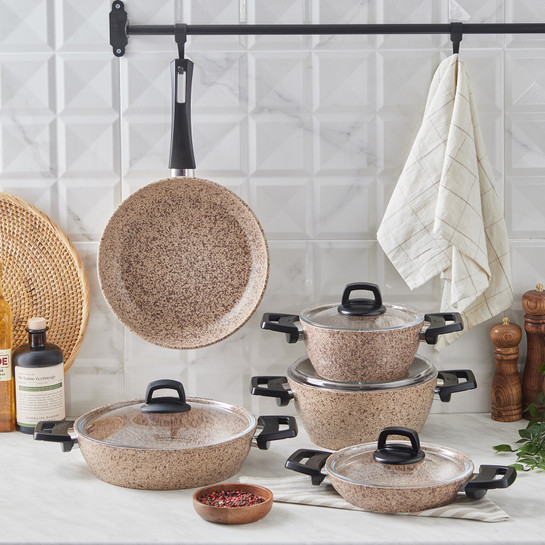Karaca Biogranit Wood Stone 9 Parça Tencere Seti
