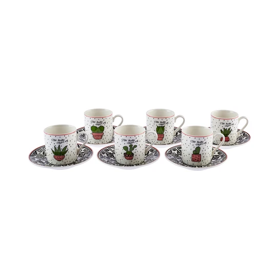 Karaca Kaktüs 6 Kişilik Kahve Fincan Takımı 80 ml