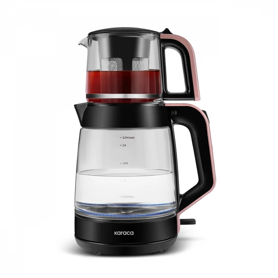 Karaca Glass Tea XL 2in1 Cam Çay Makinesi ve Kettle Rosegold