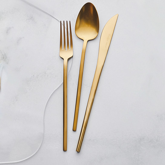 Karaca Vibe 84 Parça 12 Kişilik Elegance Mat Gold Kutulu Çatal Kaşık Bıçak Takımı