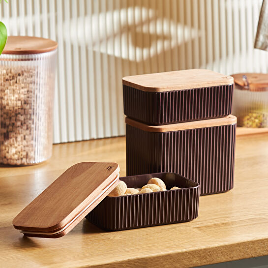 Karaca Massimo 3'lü Saklama Kabı Seti Mürdüm