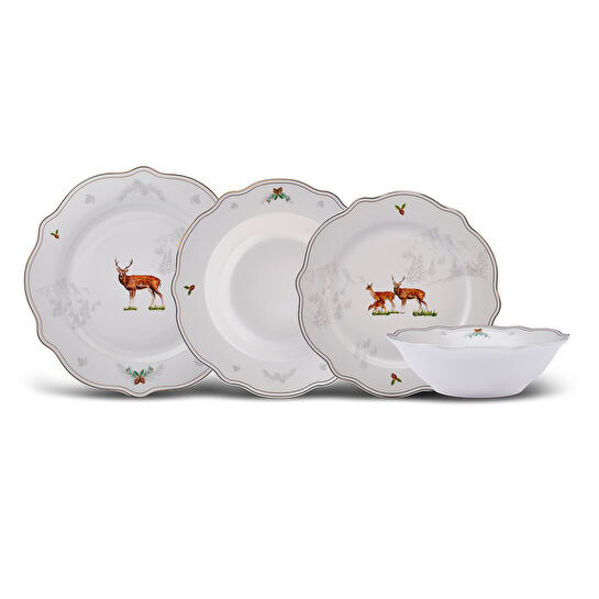 Karaca New Year Yılbaşı Family 24 Parça 6 Kişilik Porselen Yemek Takımı