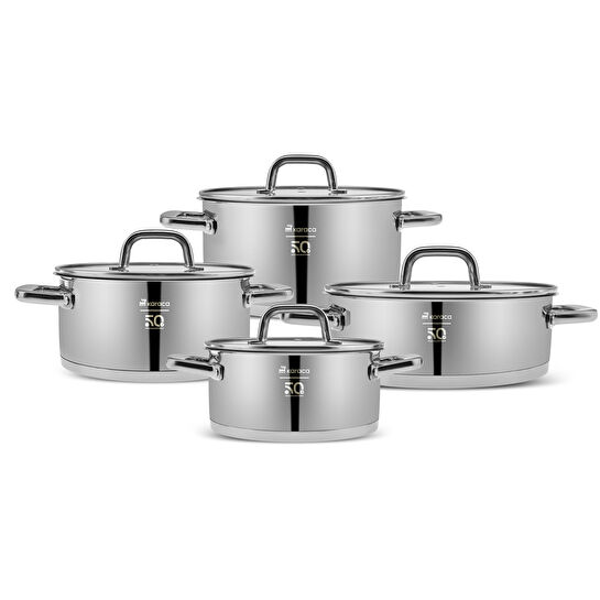 Karaca 50. Yıl İmza Koleksiyonu Trinitiy 8 Parça Çelik Tencere Seti Limited Edition