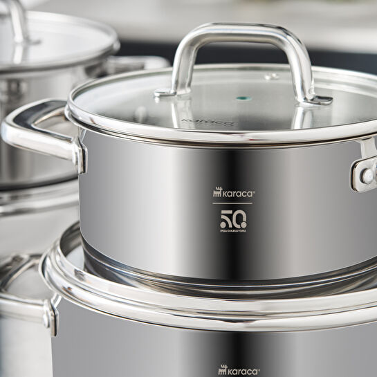 Karaca 50. Yıl İmza Koleksiyonu Trinitiy 8 Parça Çelik Tencere Seti Limited Edition