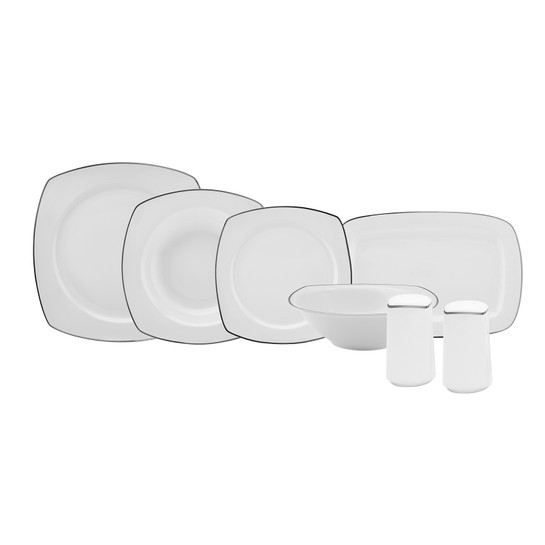 Karaca New Roman Square Shape Porselen 27 Parça 6 Kişilik Yemek Takımı Platinum