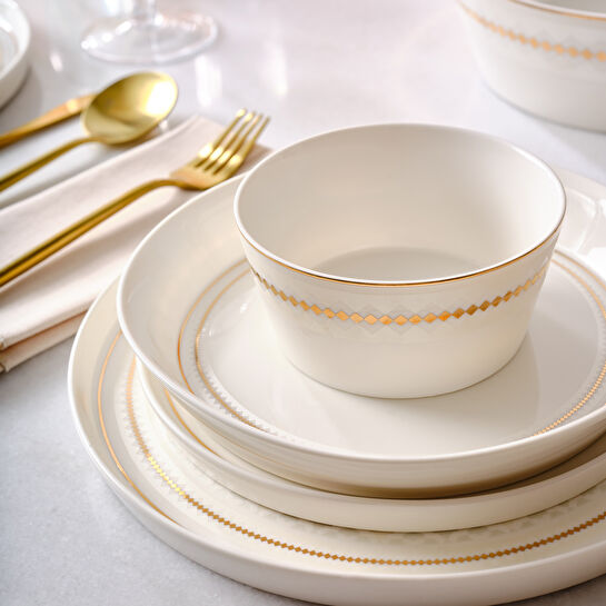 Karaca Streamline Alita New Bone 59 Parça 12 Kişilik Yemek Takımı