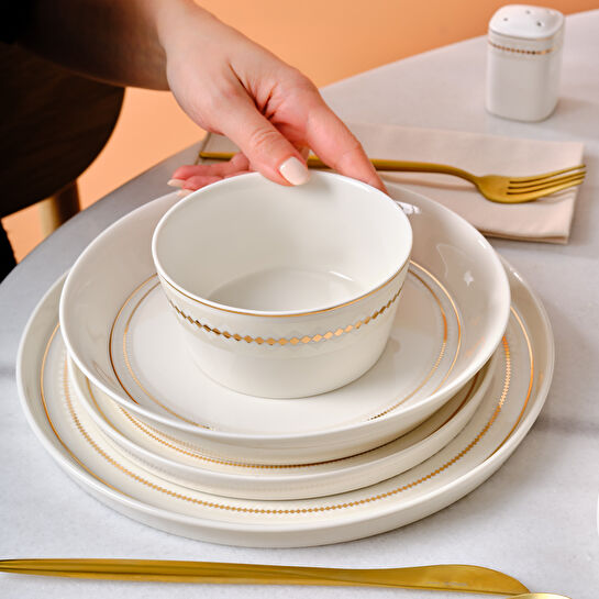 Karaca Streamline Alita New Bone 59 Parça 12 Kişilik Yemek Takımı