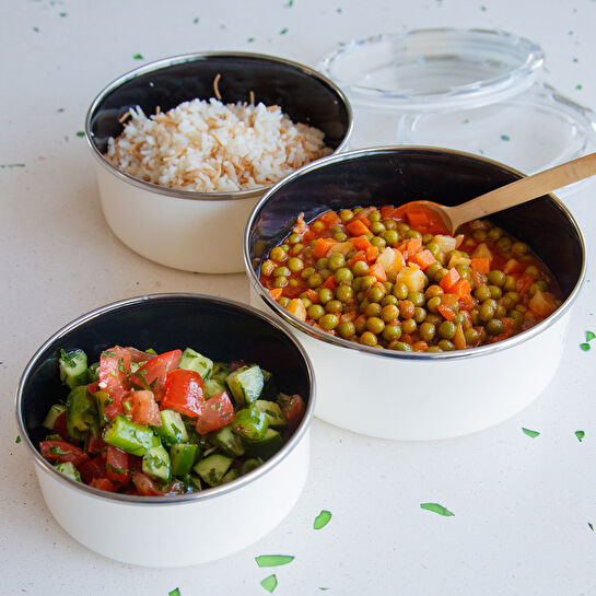 Karaca Refika'dan Antik Krem Emaye 3'lü Saklama Kabı Seti