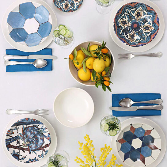 KARACA REFİKA'DAN SADE ÇİNİ 4'LÜ ÇUKUR TABAK SETİ 20 CM