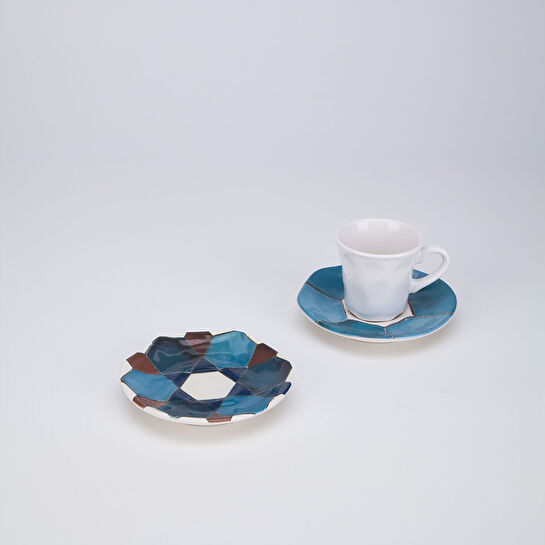 Karaca Refika'dan Geometrik Çini Desenli 2 Kişilik Kahve Fincan Takımı