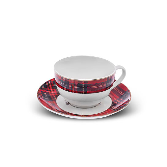 Karaca New Year Yılbaşı Çay Fincanı Ve Tabağı 220 ml Kırmızı