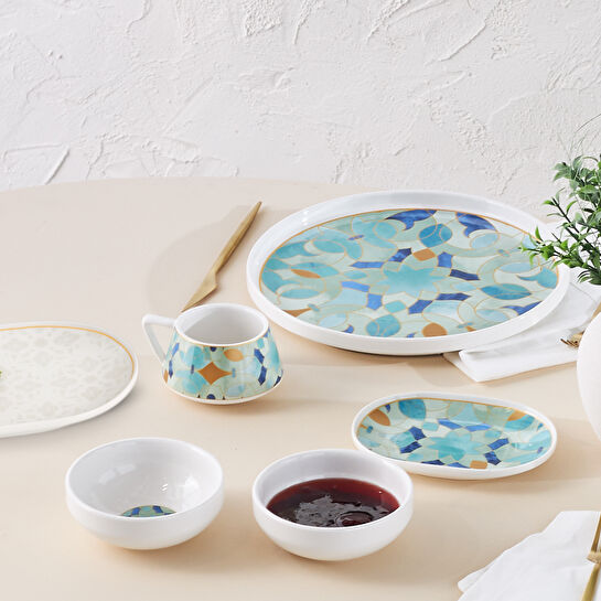 Karaca Streamline Turquesa Porselen 34 Parça 6 Kişilik Kahvaltı/Servis Takımı