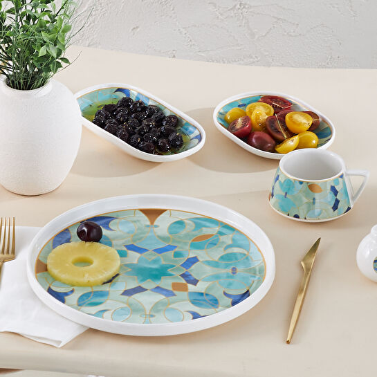 Karaca Streamline Turquesa Porselen 34 Parça 6 Kişilik Kahvaltı/Servis Takımı