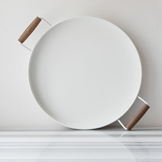 Karaca Refika'dan Galvaniz Yuvarlak Tepsi 37 Cm Beyaz