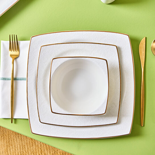 Karaca Horus Cream 60 Parça Yemek Takımı Kare