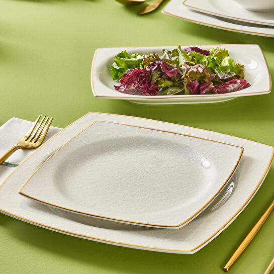 Karaca Horus Cream 60 Parça Yemek Takımı Kare