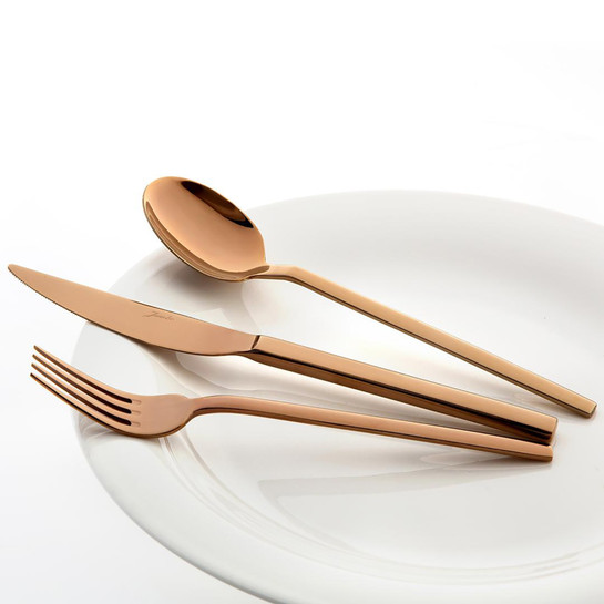 Jumbo 8100 84 Parça 12 Kişilik Çatal Kaşık Bıçak Takımı Titanyum Bronz
