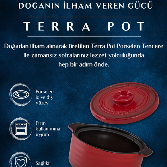 Jumbo Terra Pot Porselen Tencere 22 cm