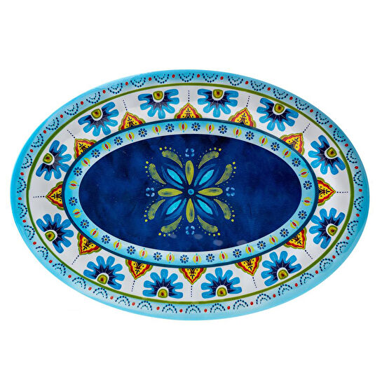 Jumbo Alesta Desenli Melamin Oval Tabak