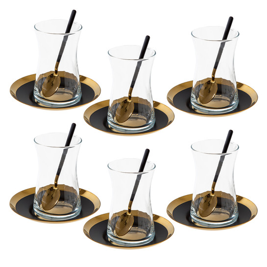 Jumbo Infinity Line Gold Siyah 18 Parça Çay Seti