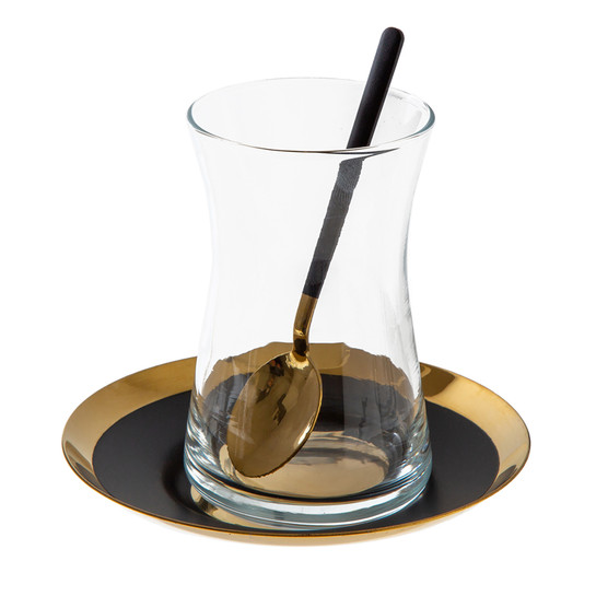 Jumbo Infinity Line Gold Siyah 18 Parça Çay Seti