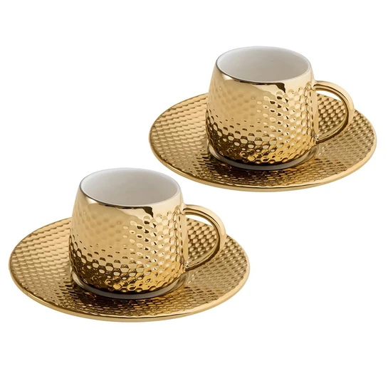Jumbo Golf Titanyum Gold 2 Kişilik Kahve Fincan Takımı 90 ml