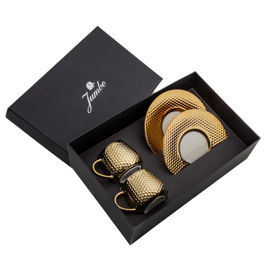 Jumbo Golf Titanyum Gold 2 Kişilik Kahve Fincan Takımı 90 ml