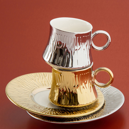 Jumbo Kaktüs Titanyum Gold Fincan Takımı