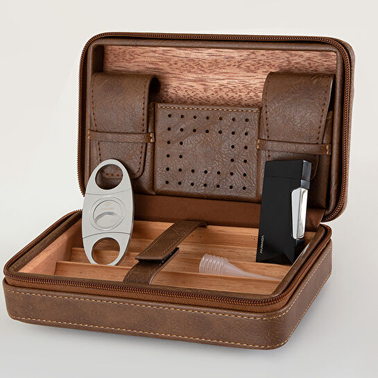 Jumbo Çakmak Kesicili Taba Puro Taşıma Çantası M