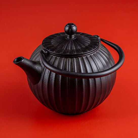 Jumbo Dublin Döküm Demlik Siyah + 2'li Double Wall Bardak 280 ml