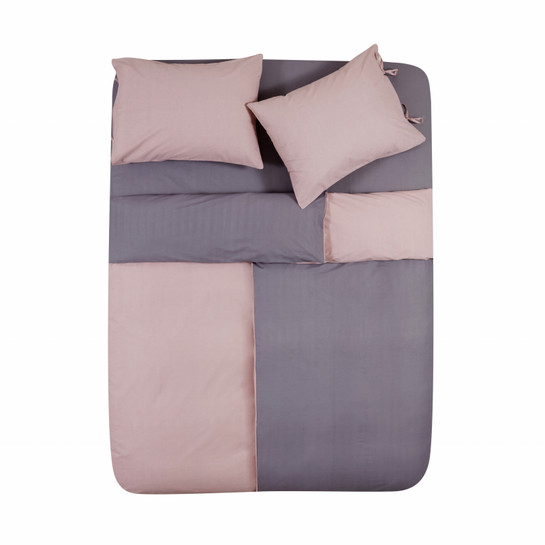 Karaca Home Basic Gül Kurusu Koyu Gri %100 Pamuk Çift Taraflı Tek Kişilik Nevresim Takımı
