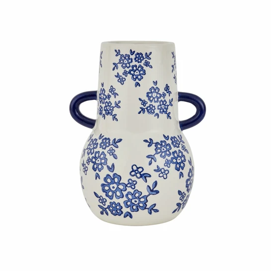 Karaca Home Cannes Vazo Mavi Beyaz 20,8x17,4x26,8 cm