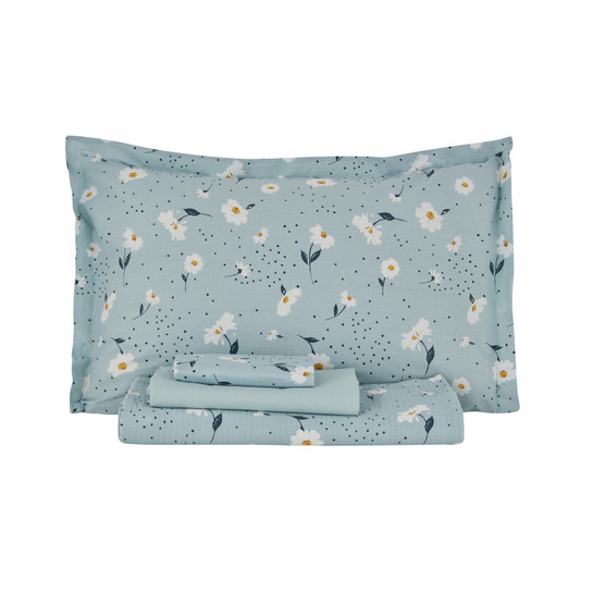 Karaca Home Daisy %100 Pamuk Tek Kişilik Nevresim Takımı Mint 