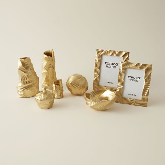 Karaca Home New Year Yılbaşı Lana Dekoratif Orta Kase Gold 14,3 x14,8 x 6,5 cm