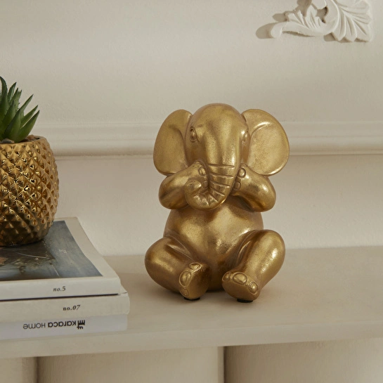 KARACA HOME ELEPHANT BİBLO GOLD 9X9X12CM