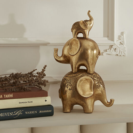 Karaca Home Elephant Biblo Gold 18X10,5X30,3 CM