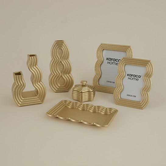 Karaca Home Vendi Dekoraif Tabak Gold 24X15 Cm
