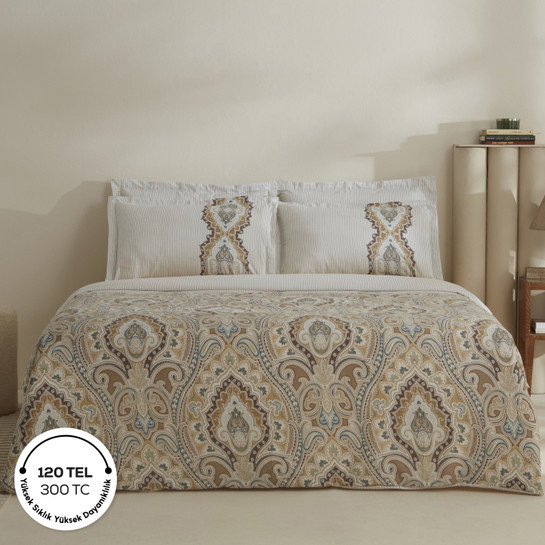 Karaca Home Lemy %100 Pamuk Çift Kişilik Nevresim Takımı Pamuk Saten Bej