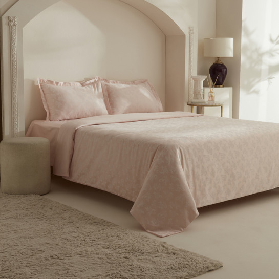 Karaca Home White Collection Viole Çift Kişilik Nevresim Takımı Pudra 