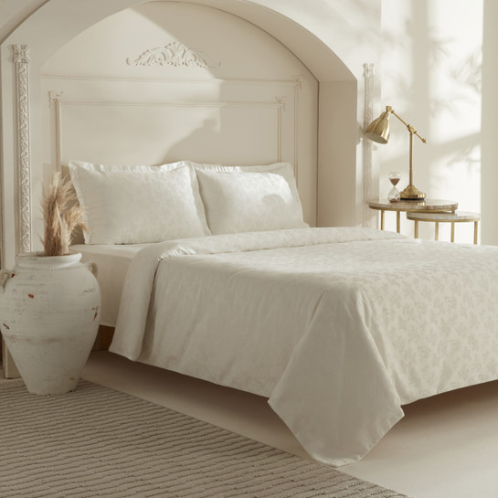 Karaca Home White Collection Viole Çift Kişilik Nevresim Takımı Beyaz