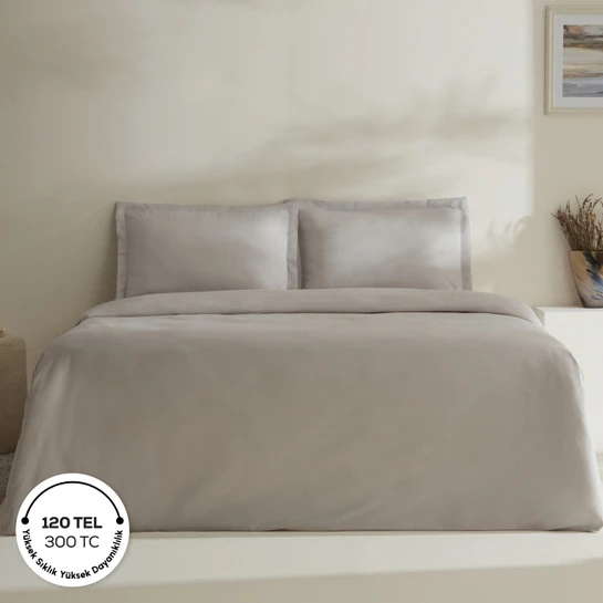 Karaca Home Jemma 120 Tel %100 Pamuk Saten Çift Kişilik Nevresim Takımı Gri