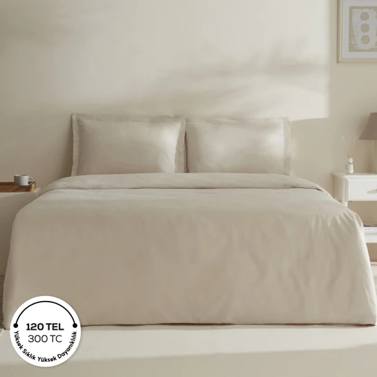 Karaca Home Jemma 120 Tel %100 Pamuk Saten Çift Kişilik Nevresim Takımı Bej
