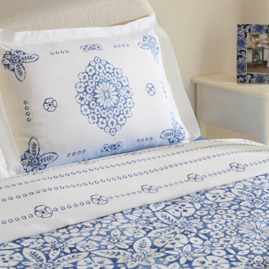 Karaca Home Ida %100 Pamuk Çift Kişilik Pike Takımı Mavi
